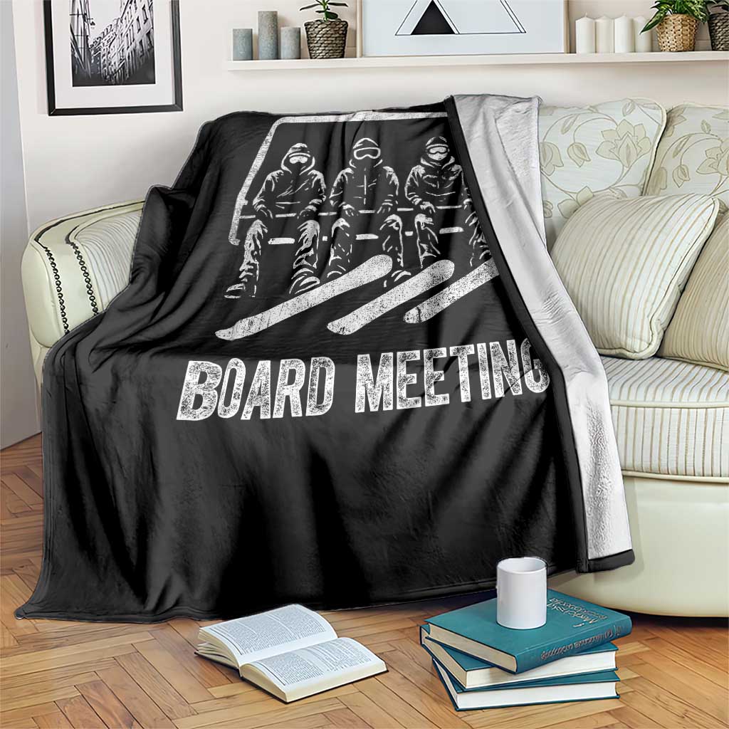 Funny Snowboarding Board Meeting Throw Blanket Chairlift Snowboarders Powder Junkies TS02 Print Your Wear