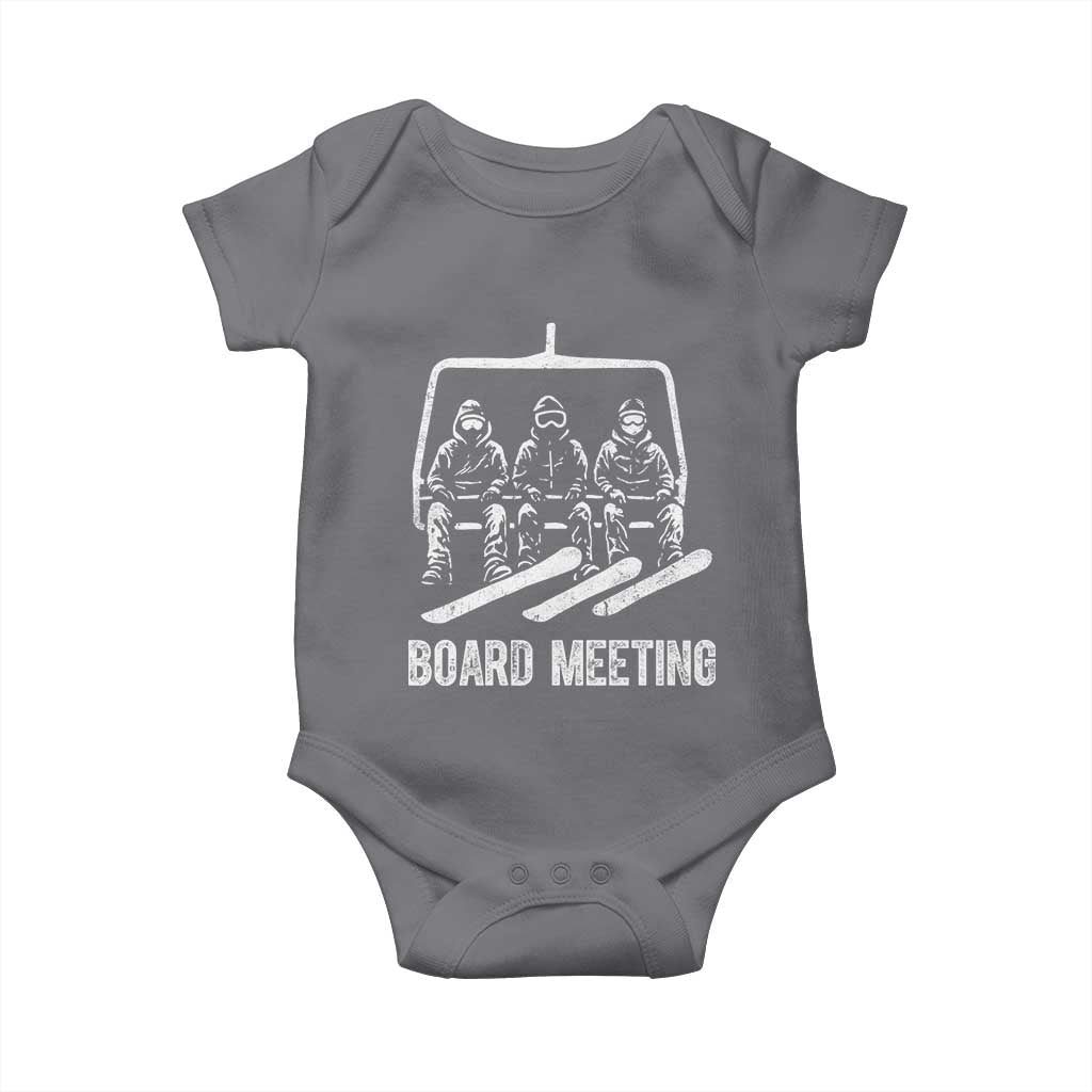 Funny Snowboarding Board Meeting Baby Onesie Chairlift Snowboarders Powder Junkies TS02 Charcoal Print Your Wear