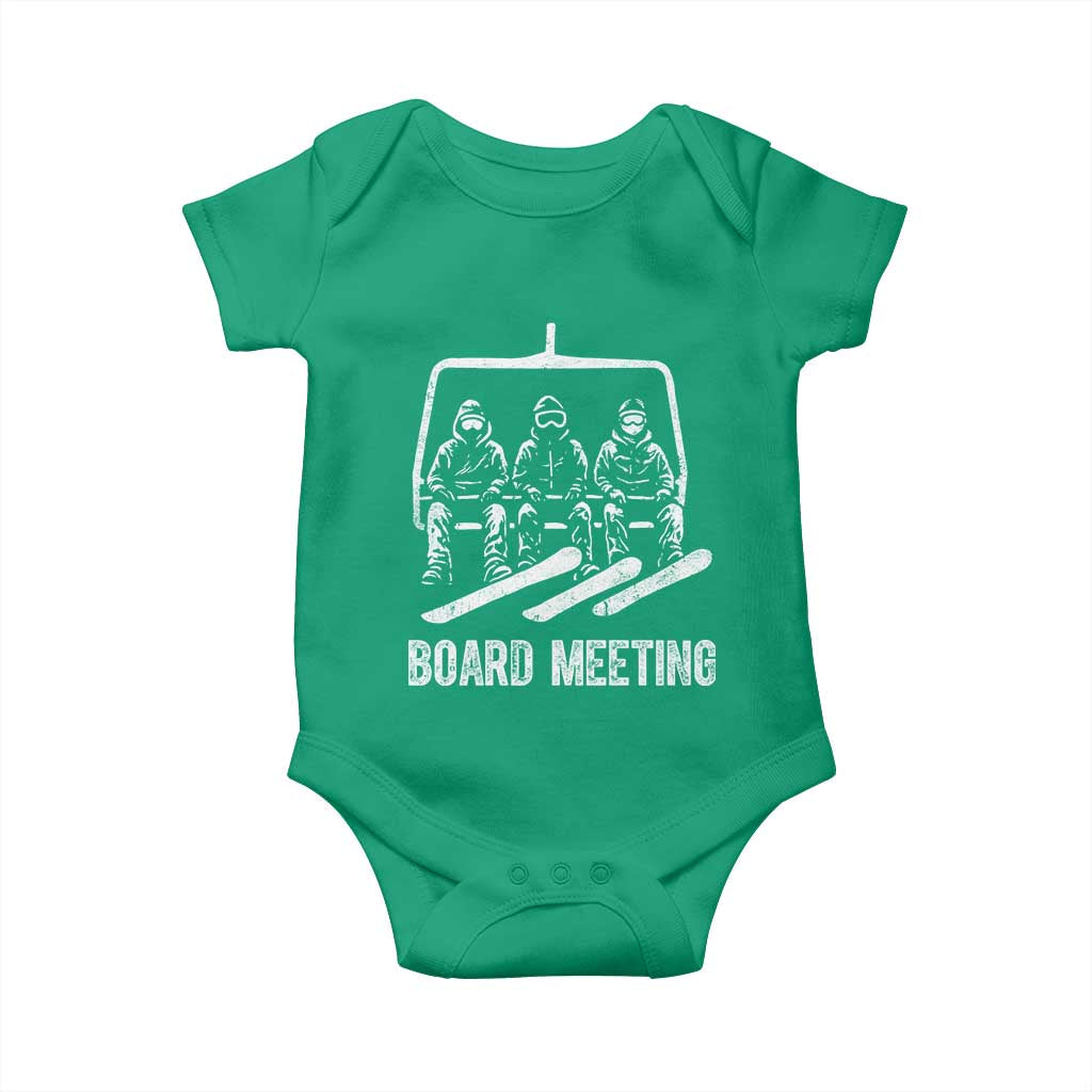 Funny Snowboarding Board Meeting Baby Onesie Chairlift Snowboarders Powder Junkies TS02 Irish Green Print Your Wear
