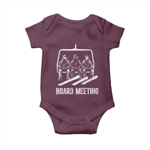 Funny Snowboarding Board Meeting Baby Onesie Chairlift Snowboarders Powder Junkies TS02 Maroon Print Your Wear