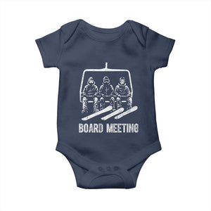 Funny Snowboarding Board Meeting Baby Onesie Chairlift Snowboarders Powder Junkies TS02 Navy Print Your Wear