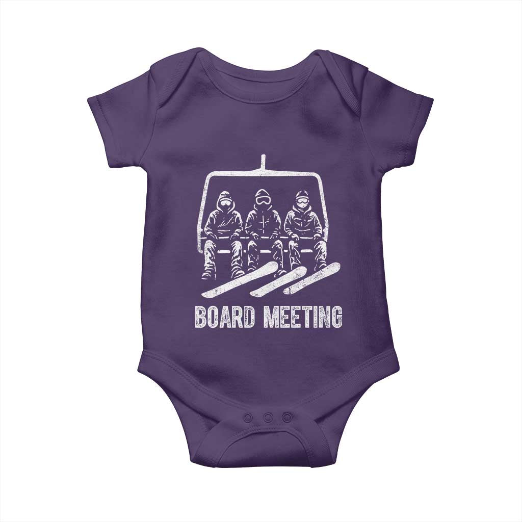Funny Snowboarding Board Meeting Baby Onesie Chairlift Snowboarders Powder Junkies TS02 Purple Print Your Wear