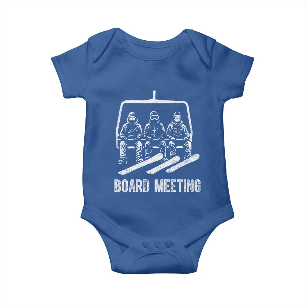 Funny Snowboarding Board Meeting Baby Onesie Chairlift Snowboarders Powder Junkies TS02 Royal Blue Print Your Wear