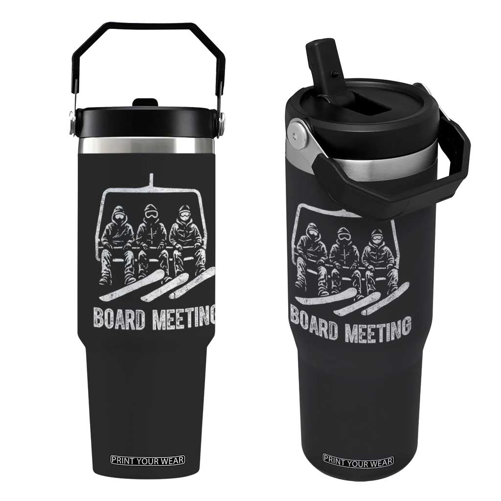 Funny Snowboarding Board Meeting Flip Straw Tumbler Chairlift Snowboarders Powder Junkies TS02 One Size: 30 oz Black Print Your Wear