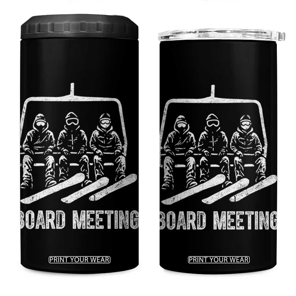 Funny Snowboarding Board Meeting 4 in 1 Can Cooler Tumbler Chairlift Snowboarders Powder Junkies TS02 One Size: 16 oz Black Print Your Wear
