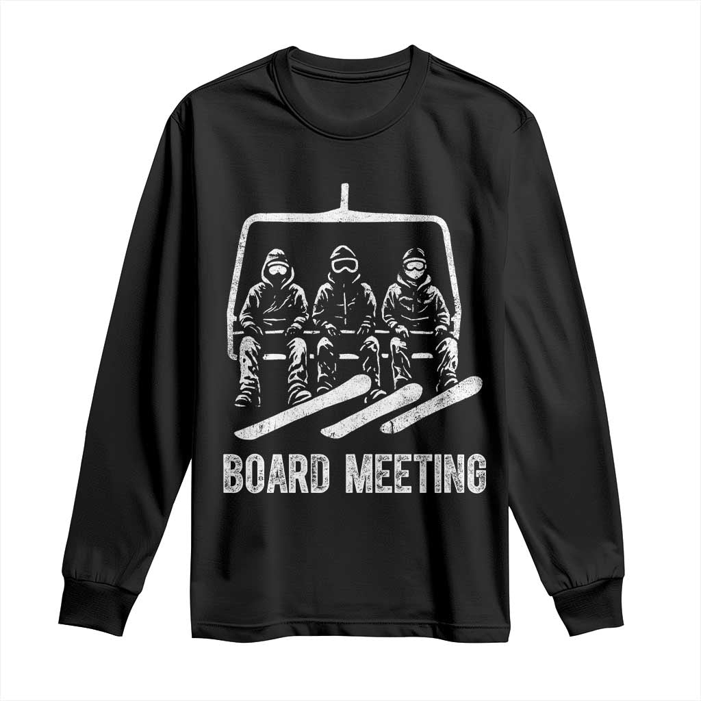 Funny Snowboarding Board Meeting Long Sleeve Shirt Chairlift Snowboarders Powder Junkies TS02 Black Print Your Wear