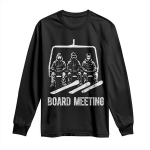 Funny Snowboarding Board Meeting Long Sleeve Shirt Chairlift Snowboarders Powder Junkies TS02 Black Print Your Wear