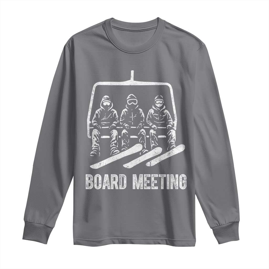 Funny Snowboarding Board Meeting Long Sleeve Shirt Chairlift Snowboarders Powder Junkies TS02 Charcoal Print Your Wear