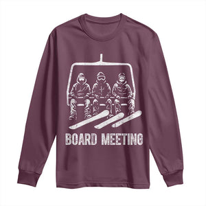 Funny Snowboarding Board Meeting Long Sleeve Shirt Chairlift Snowboarders Powder Junkies TS02 Maroon Print Your Wear
