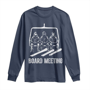 Funny Snowboarding Board Meeting Long Sleeve Shirt Chairlift Snowboarders Powder Junkies TS02 Navy Print Your Wear