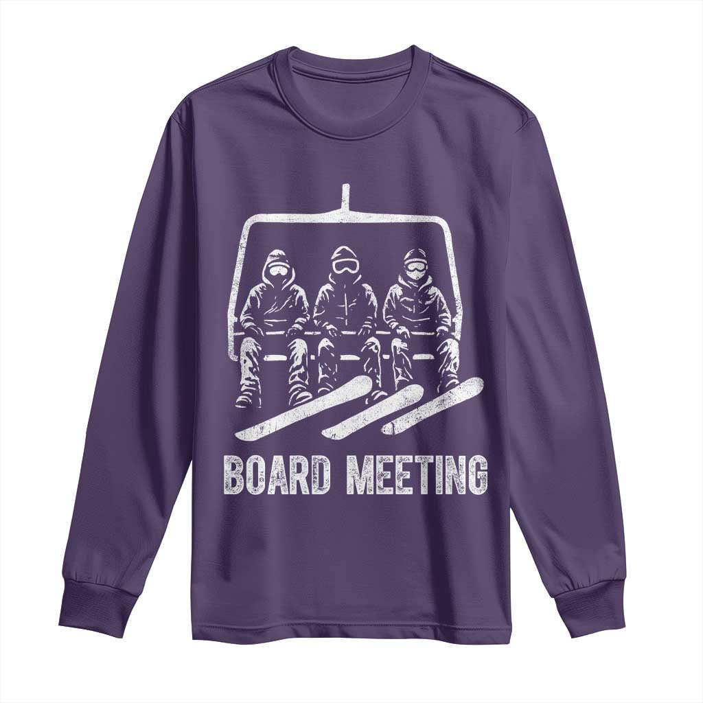 Funny Snowboarding Board Meeting Long Sleeve Shirt Chairlift Snowboarders Powder Junkies TS02 Purple Print Your Wear