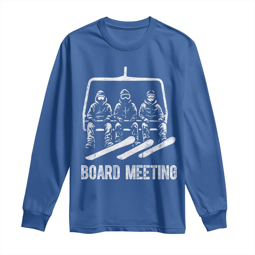 Funny Snowboarding Board Meeting Long Sleeve Shirt Chairlift Snowboarders Powder Junkies TS02 Royal Blue Print Your Wear