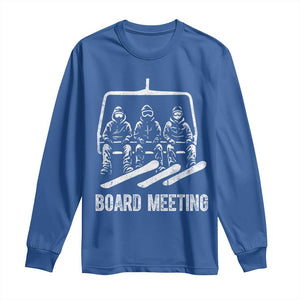 Funny Snowboarding Board Meeting Long Sleeve Shirt Chairlift Snowboarders Powder Junkies TS02 Royal Blue Print Your Wear