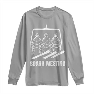 Funny Snowboarding Board Meeting Long Sleeve Shirt Chairlift Snowboarders Powder Junkies TS02 Sport Gray Print Your Wear