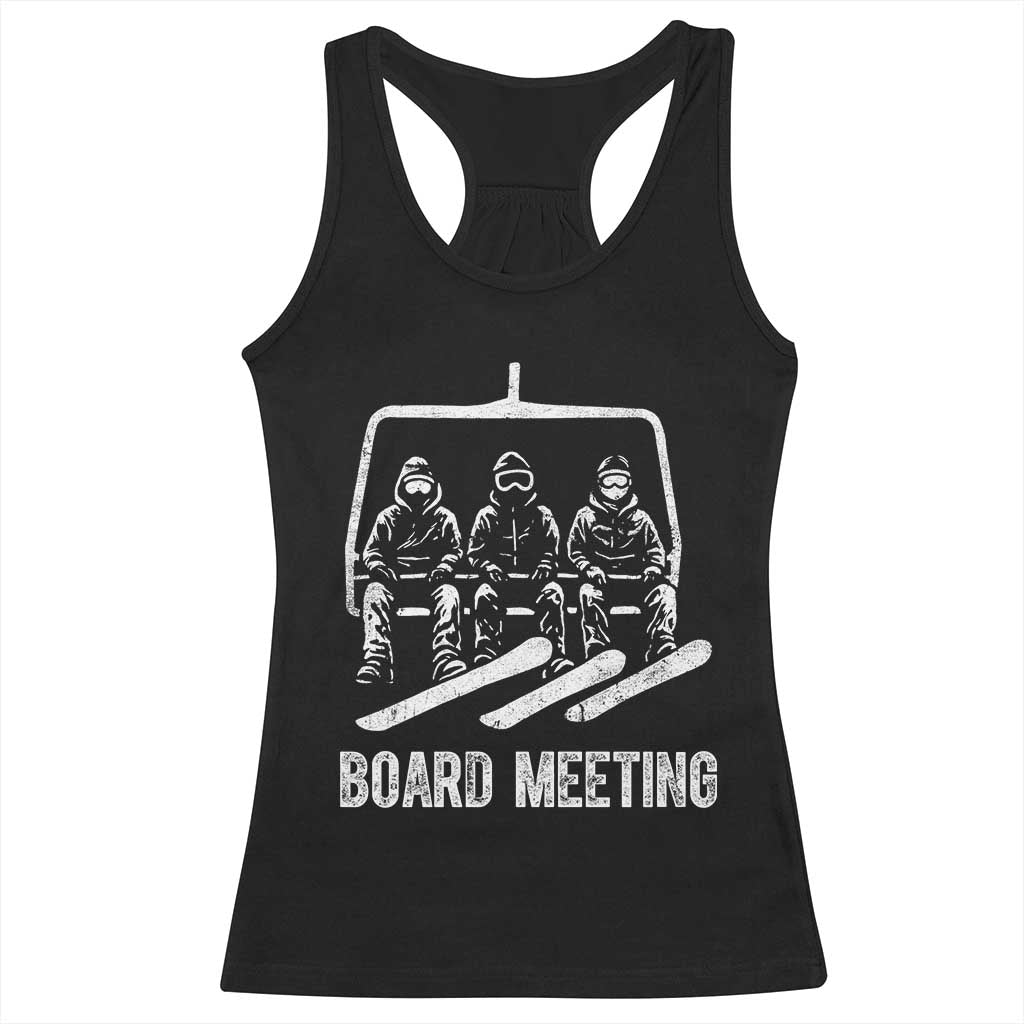 Funny Snowboarding Board Meeting Racerback Tank Top Chairlift Snowboarders Powder Junkies TS02 Black Print Your Wear