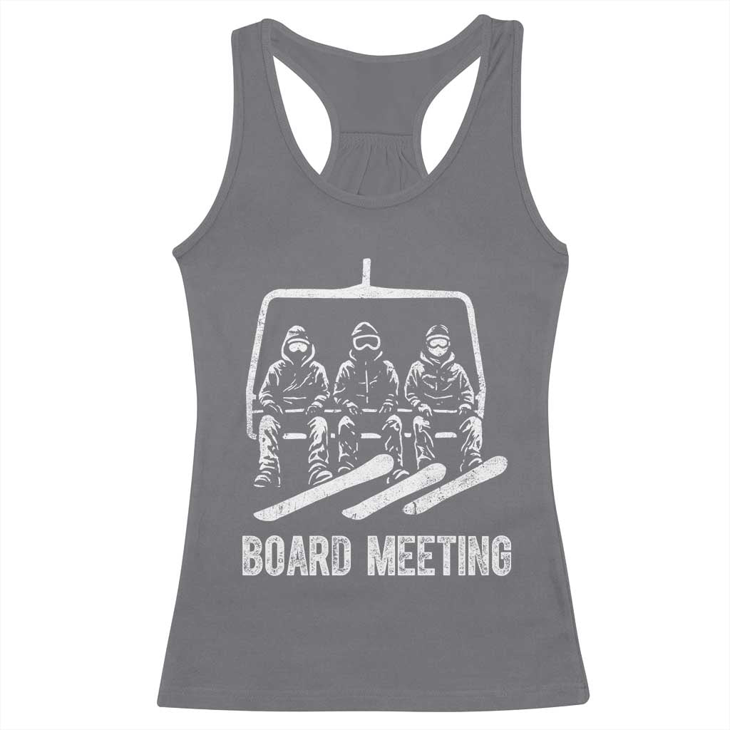 Funny Snowboarding Board Meeting Racerback Tank Top Chairlift Snowboarders Powder Junkies TS02 Charcoal Print Your Wear