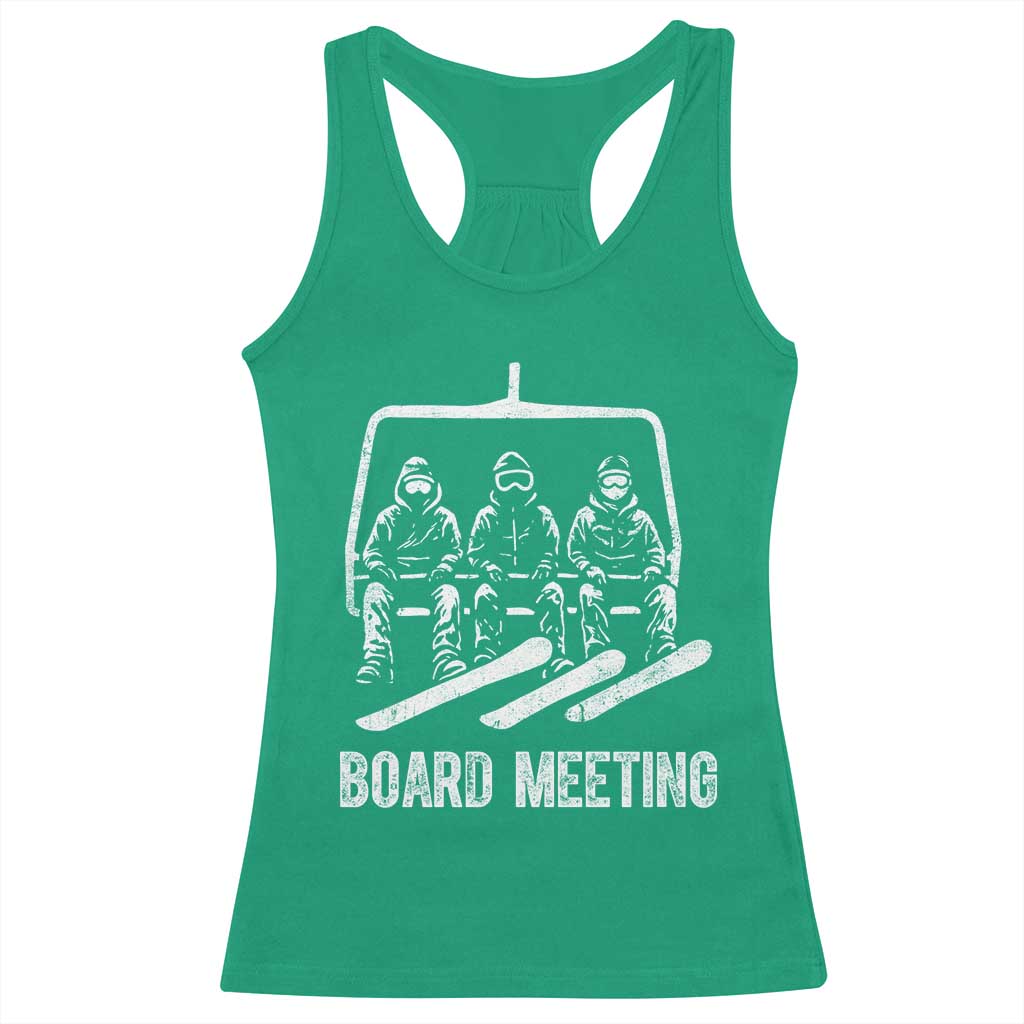 Funny Snowboarding Board Meeting Racerback Tank Top Chairlift Snowboarders Powder Junkies TS02 Irish Green Print Your Wear