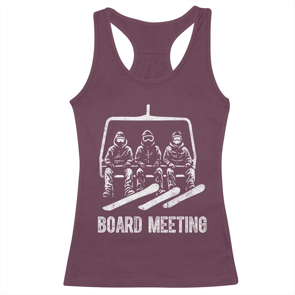 Funny Snowboarding Board Meeting Racerback Tank Top Chairlift Snowboarders Powder Junkies TS02 Maroon Print Your Wear