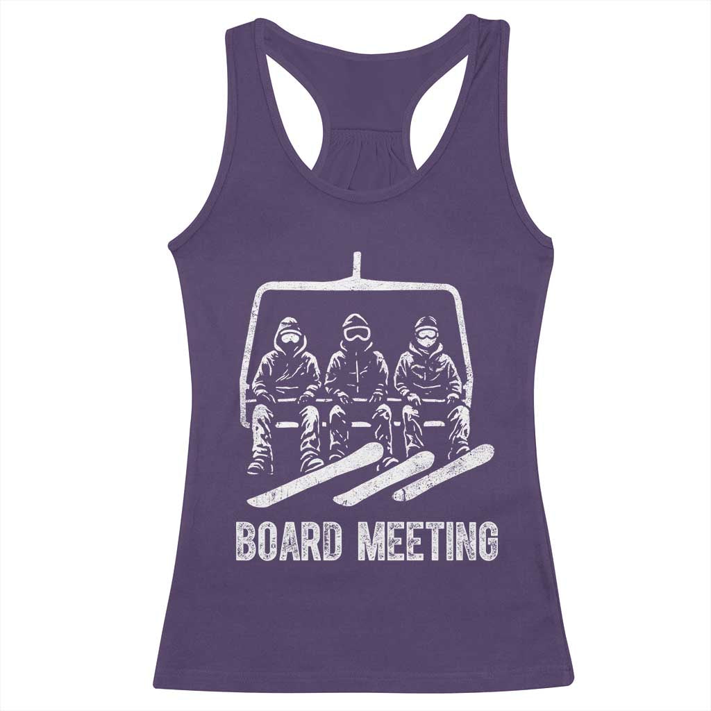 Funny Snowboarding Board Meeting Racerback Tank Top Chairlift Snowboarders Powder Junkies TS02 Purple Print Your Wear