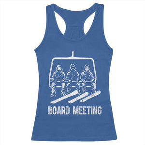 Funny Snowboarding Board Meeting Racerback Tank Top Chairlift Snowboarders Powder Junkies TS02 Royal Blue Print Your Wear