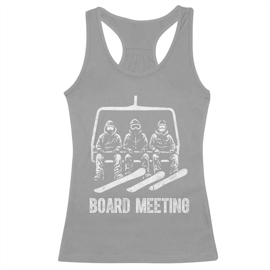 Funny Snowboarding Board Meeting Racerback Tank Top Chairlift Snowboarders Powder Junkies TS02 Sport Gray Print Your Wear