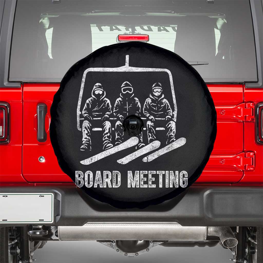 Funny Snowboarding Board Meeting Spare Tire Cover Chairlift Snowboarders Powder Junkies TS02 Black Print Your Wear