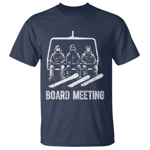 Funny Snowboarding Board Meeting T Shirt Chairlift Snowboarders Powder Junkies TS02 Navy Print Your Wear