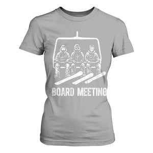 Funny Snowboarding Board Meeting T Shirt For Women Chairlift Snowboarders Powder Junkies TS02 Sport Gray Print Your Wear