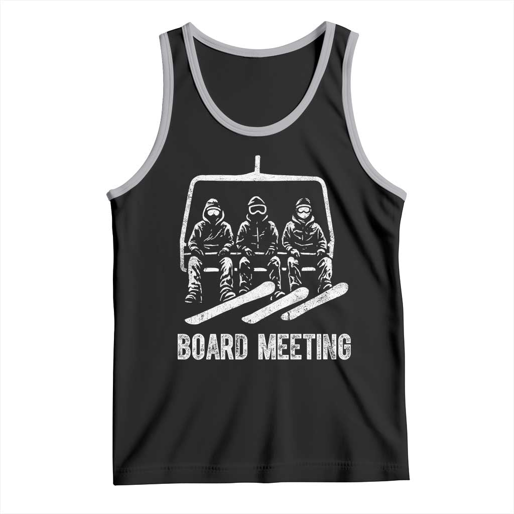Funny Snowboarding Board Meeting Tank Top Chairlift Snowboarders Powder Junkies TS02 Black Athletic Heather Print Your Wear