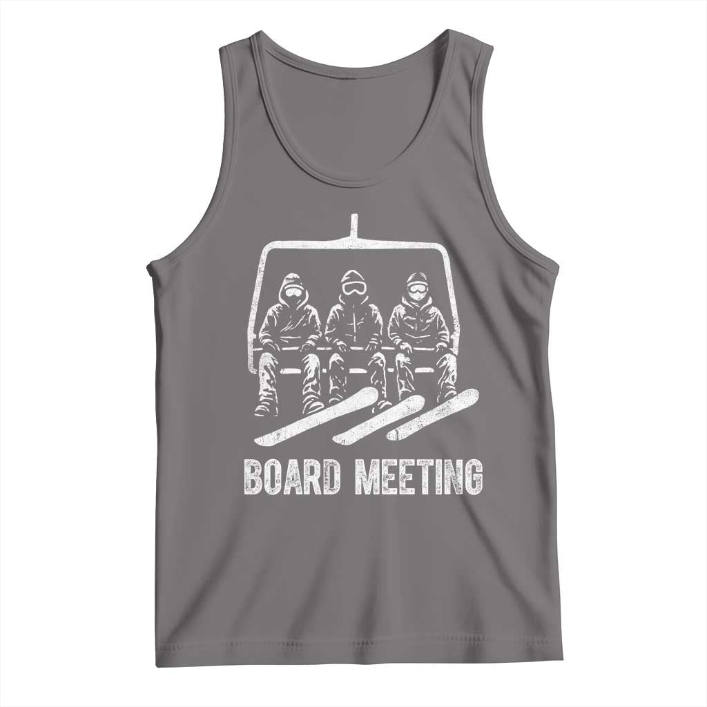 Funny Snowboarding Board Meeting Tank Top Chairlift Snowboarders Powder Junkies TS02 Deep Heather Print Your Wear