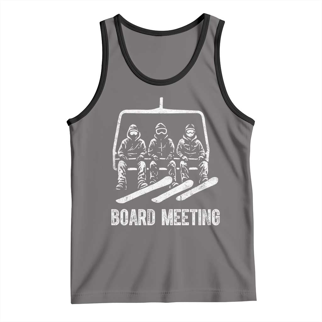 Funny Snowboarding Board Meeting Tank Top Chairlift Snowboarders Powder Junkies TS02 Deep Heather Black Print Your Wear