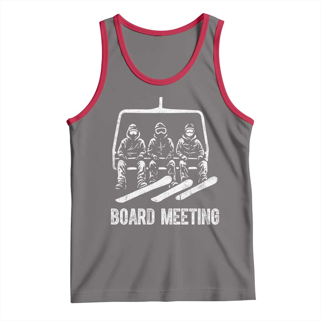 Funny Snowboarding Board Meeting Tank Top Chairlift Snowboarders Powder Junkies TS02 Deep Heather Red Print Your Wear