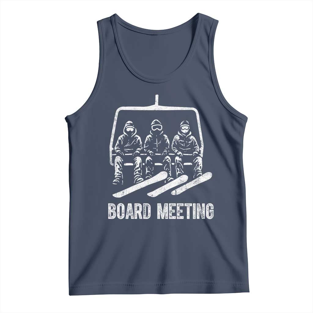 Funny Snowboarding Board Meeting Tank Top Chairlift Snowboarders Powder Junkies TS02 Navy Print Your Wear