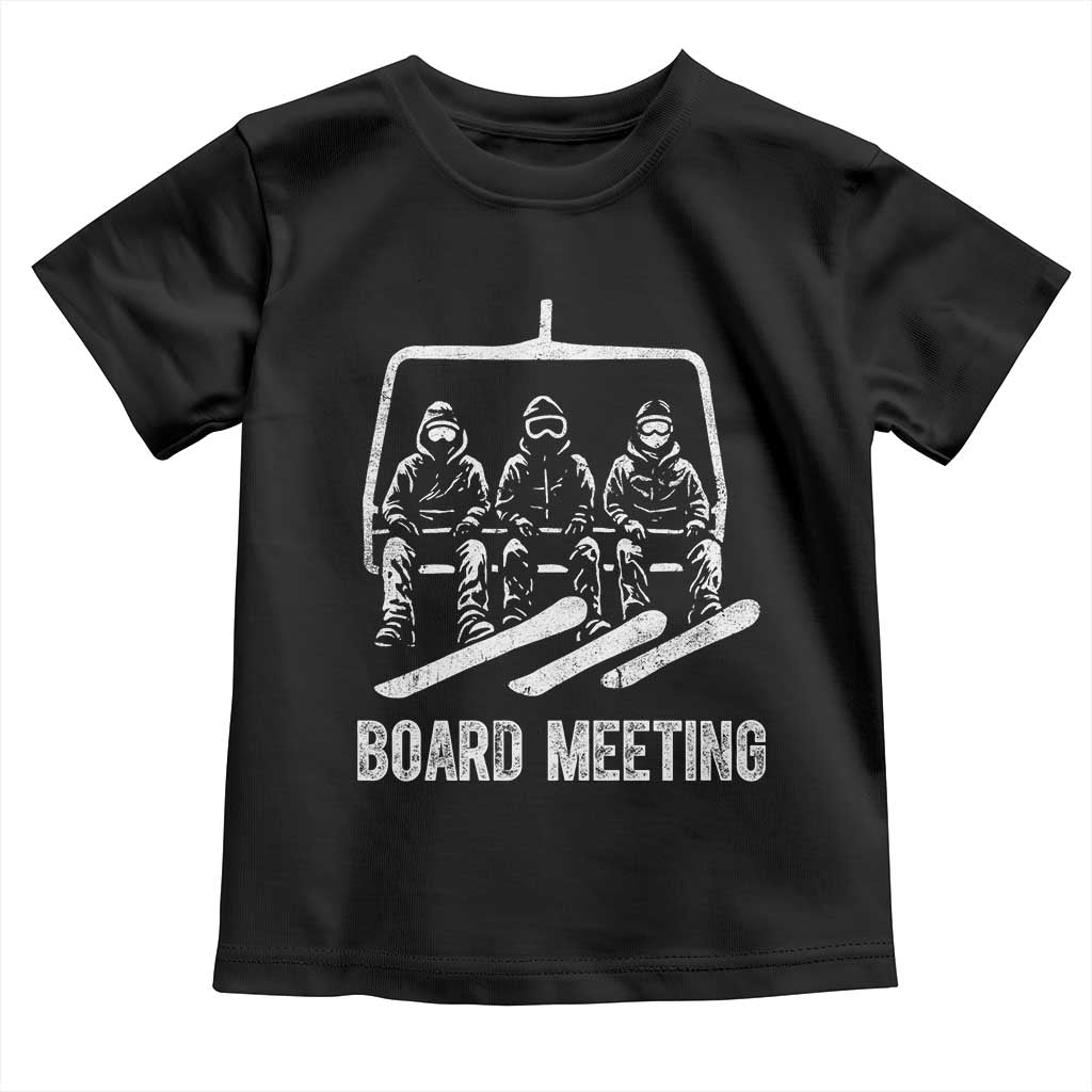 Funny Snowboarding Board Meeting Toddler T Shirt Chairlift Snowboarders Powder Junkies TS02 Black Print Your Wear