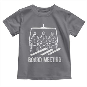 Funny Snowboarding Board Meeting Toddler T Shirt Chairlift Snowboarders Powder Junkies TS02 Charcoal Print Your Wear