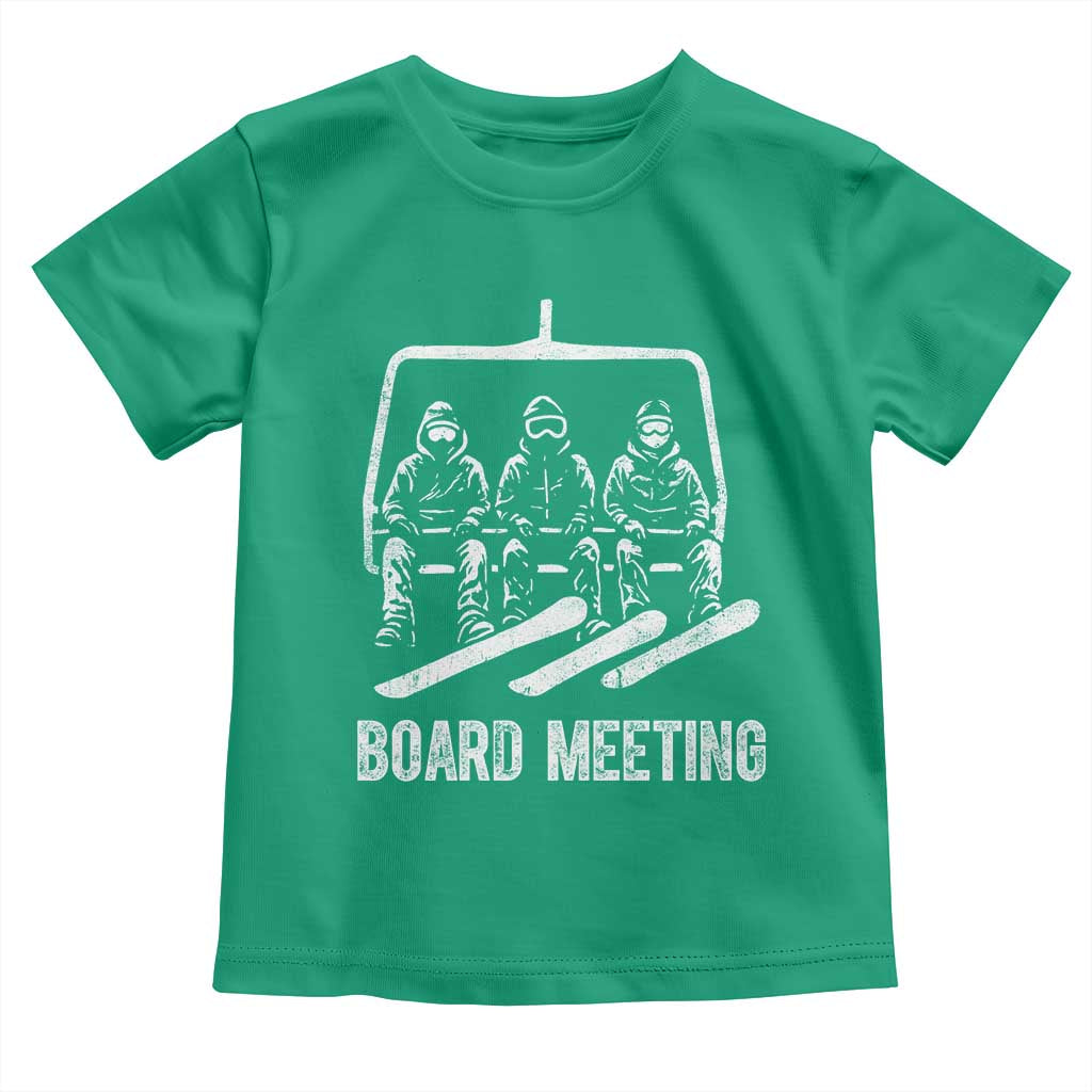 Funny Snowboarding Board Meeting Toddler T Shirt Chairlift Snowboarders Powder Junkies TS02 Irish Green Print Your Wear