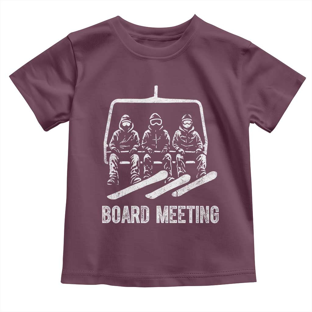Funny Snowboarding Board Meeting Toddler T Shirt Chairlift Snowboarders Powder Junkies TS02 Maroon Print Your Wear