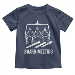 Funny Snowboarding Board Meeting Toddler T Shirt Chairlift Snowboarders Powder Junkies TS02 Navy Print Your Wear