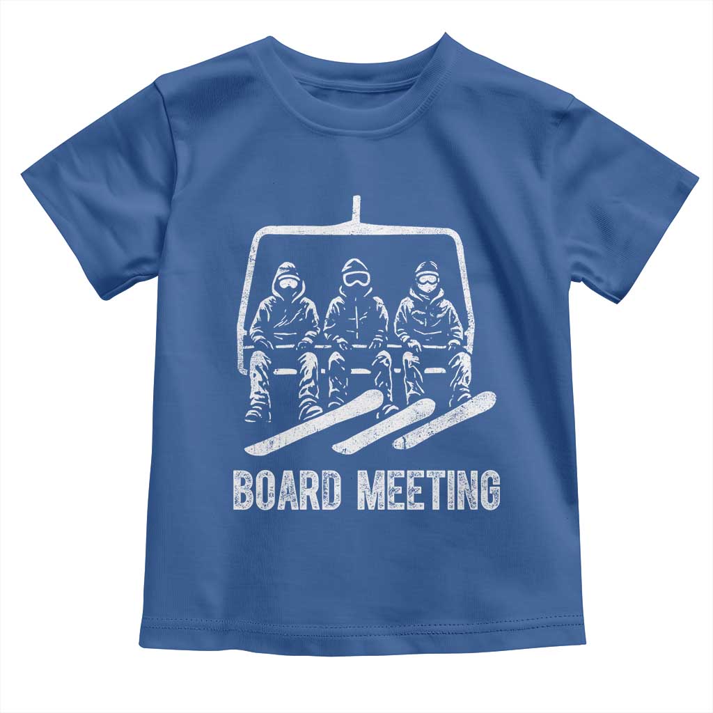 Funny Snowboarding Board Meeting Toddler T Shirt Chairlift Snowboarders Powder Junkies TS02 Royal Blue Print Your Wear