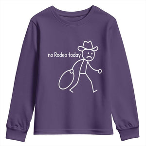 No Rodeo Today Sad Cowboy Stick Figure Meme Youth Sweatshirt Funny Yeehaw Depression TS02 Purple Print Your Wear
