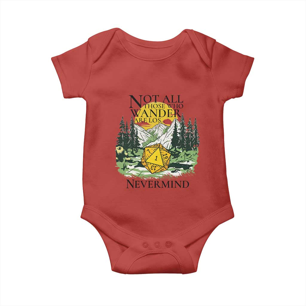 Not All Those Who Wander Are Lost RPG Gamers Baby Onesie Funny Dice Nevermind Adventurers TS02 Red Print Your Wear