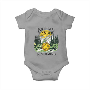 Not All Those Who Wander Are Lost RPG Gamers Baby Onesie Funny Dice Nevermind Adventurers TS02 Sport Gray Print Your Wear