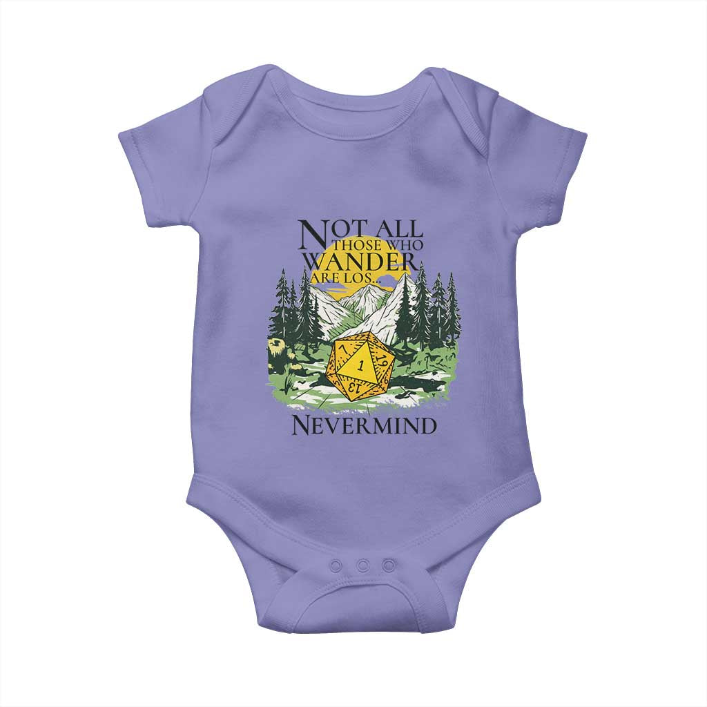 Not All Those Who Wander Are Lost RPG Gamers Baby Onesie Funny Dice Nevermind Adventurers TS02 Violet Print Your Wear