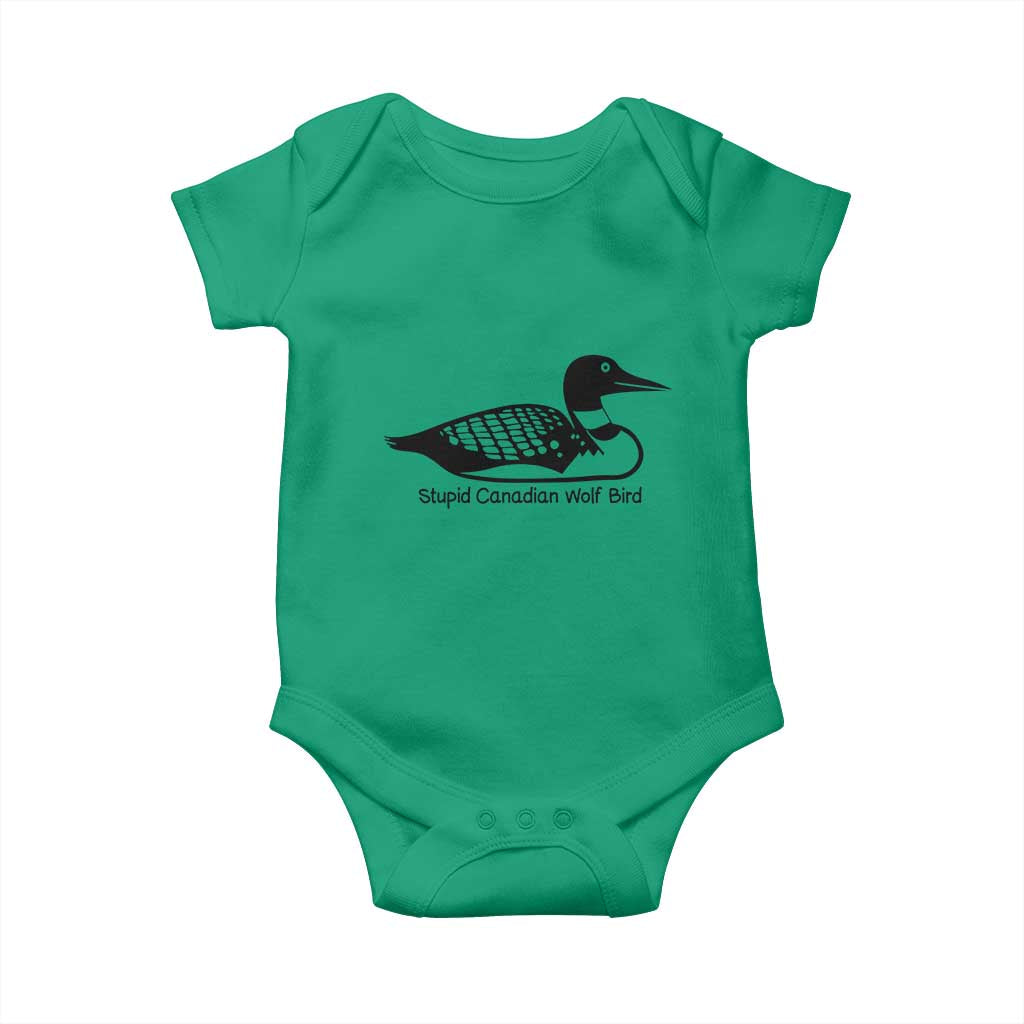 Stupid Canadian Wolf Bird Baby Onesie Funny Common Loon Meme Dry Humor TS02 Irish Green Print Your Wear