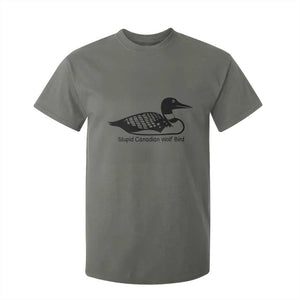 Stupid Canadian Wolf Bird T Shirt For Kid Funny Common Loon Meme Dry Humor TS02 Military Green Print Your Wear