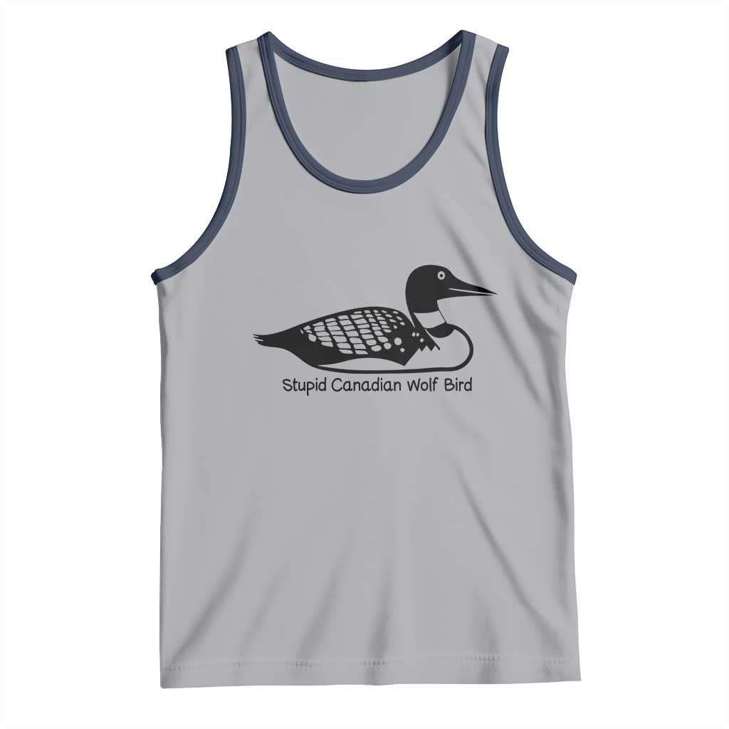 Stupid Canadian Wolf Bird Tank Top Funny Common Loon Meme Dry Humor TS02 Athletic Heather Navy Print Your Wear