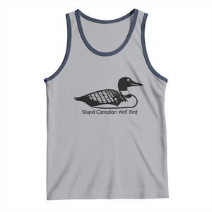 Stupid Canadian Wolf Bird Tank Top Funny Common Loon Meme Dry Humor TS02 Athletic Heather Navy Print Your Wear