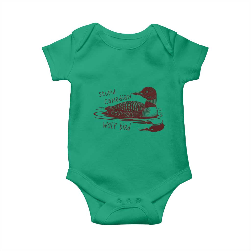 Stupid Canadian Wolf Bird Common Loon Baby Onesie Funny Absurd Bird Meme Humor TS02 Irish Green Print Your Wear