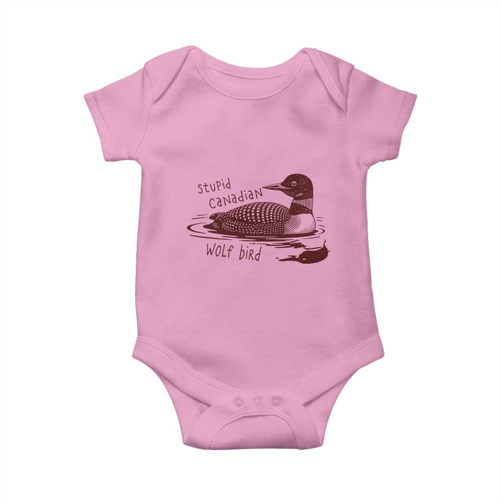 Stupid Canadian Wolf Bird Common Loon Baby Onesie Funny Absurd Bird Meme Humor TS02 Light Pink Print Your Wear