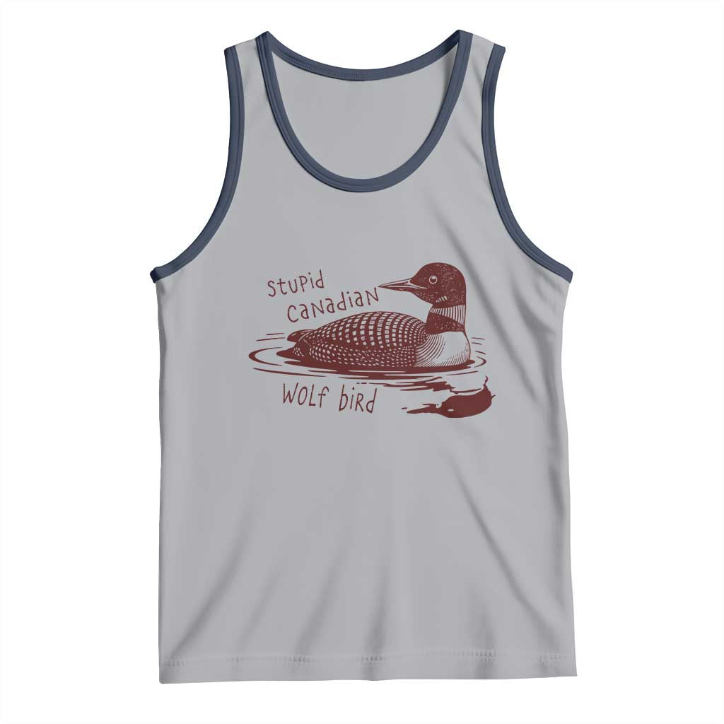 Stupid Canadian Wolf Bird Common Loon Tank Top Funny Absurd Bird Meme Humor TS02 Athletic Heather Navy Print Your Wear